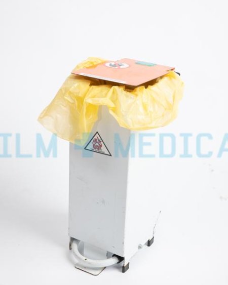 Hospital Waste Bin Slim White and Red